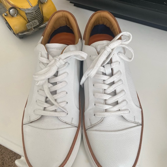 The Nathan Casual White & Cognac Colored Trim Comfy Sneaker by Thomas & Vine - Picture 5 of 6